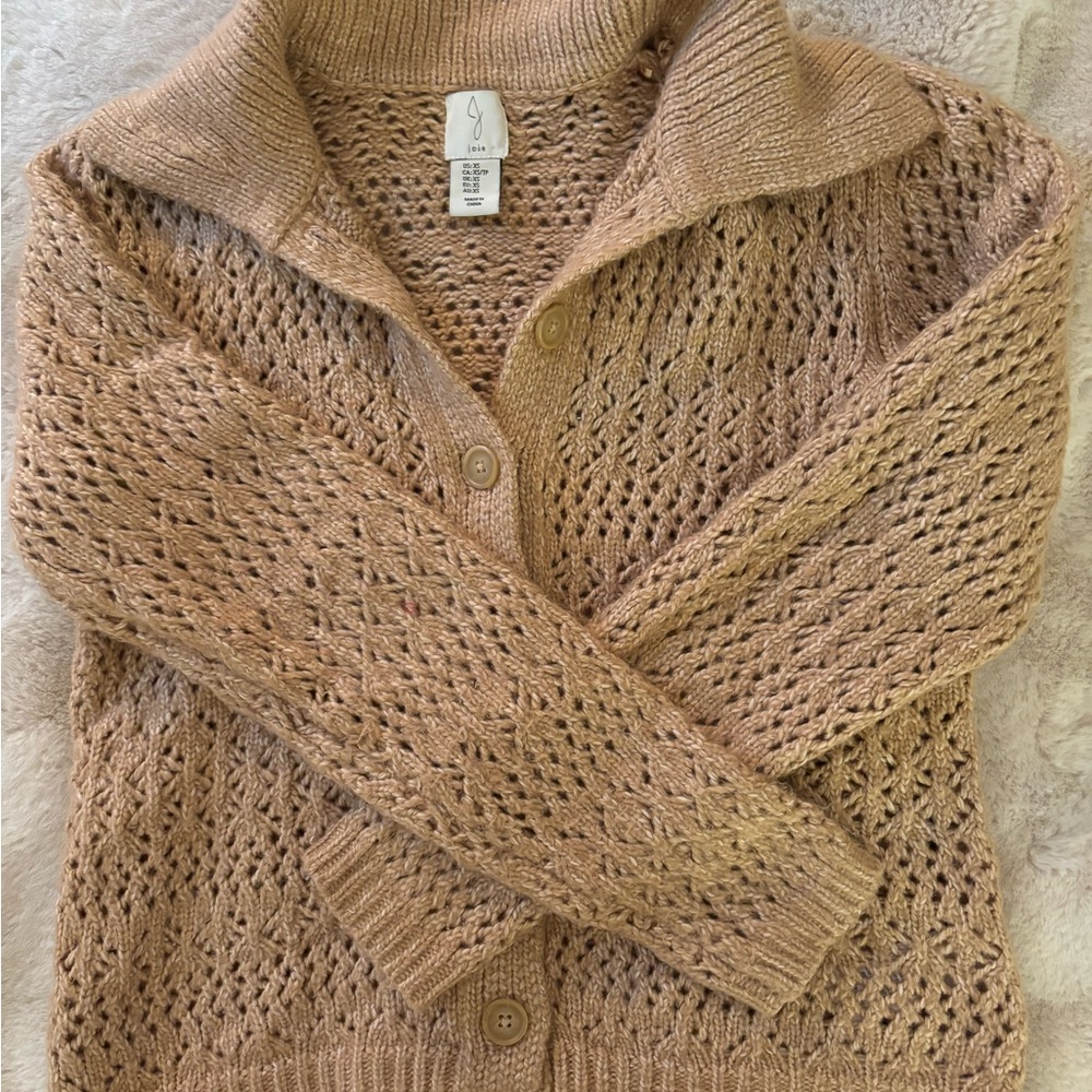 Crochet knit button up collared cardigan